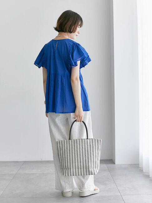 Samansa Mos2 blue「【Made in India】シャーリングブラウス」|シャツ・ブラウス|