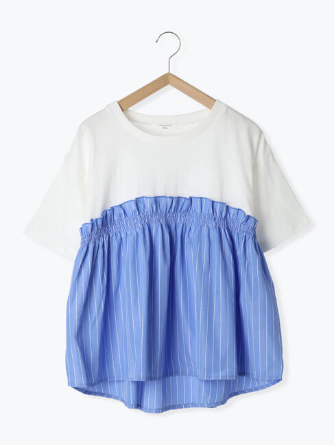 Samansa Mos2 blue「アソートドッキングプルオーバー」|Tシャツ・カットソー|