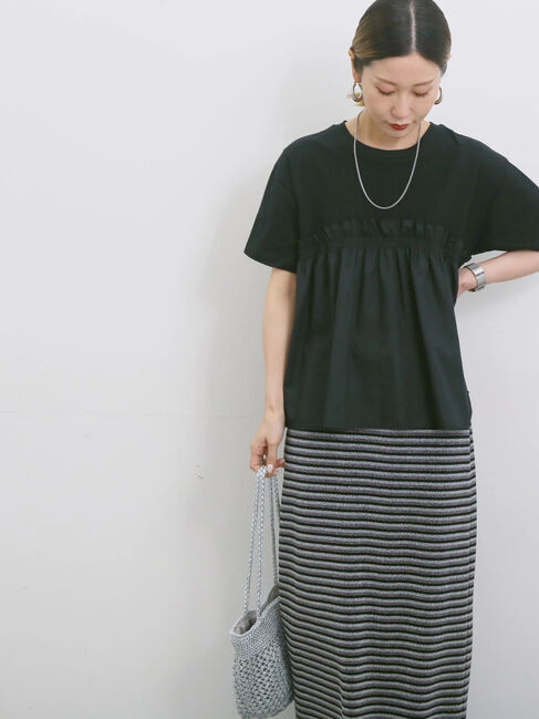 Samansa Mos2 blue「アソートドッキングプルオーバー」|Tシャツ・カットソー|