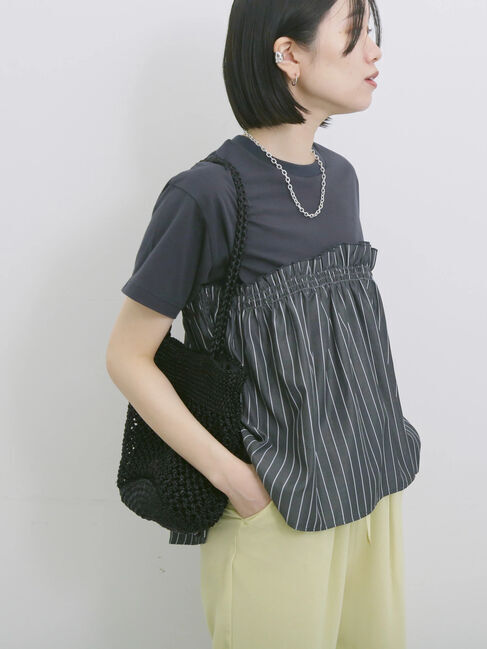 Samansa Mos2 blue「アソートドッキングプルオーバー」|Tシャツ・カットソー|