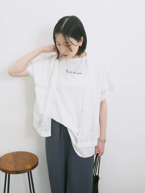 Samansa Mos2 blue「◎【接触冷感】ロゴプリントチュニック」|Tシャツ・カットソー|