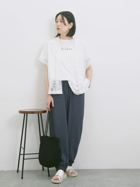 Samansa Mos2 blue「◎【接触冷感】ロゴプリントチュニック」|Tシャツ・カットソー|