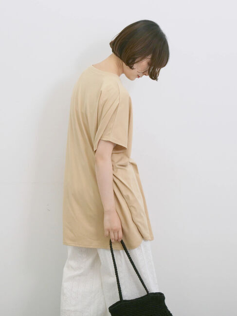 Samansa Mos2 blue「◎【接触冷感】ロゴプリントチュニック」|Tシャツ・カットソー|