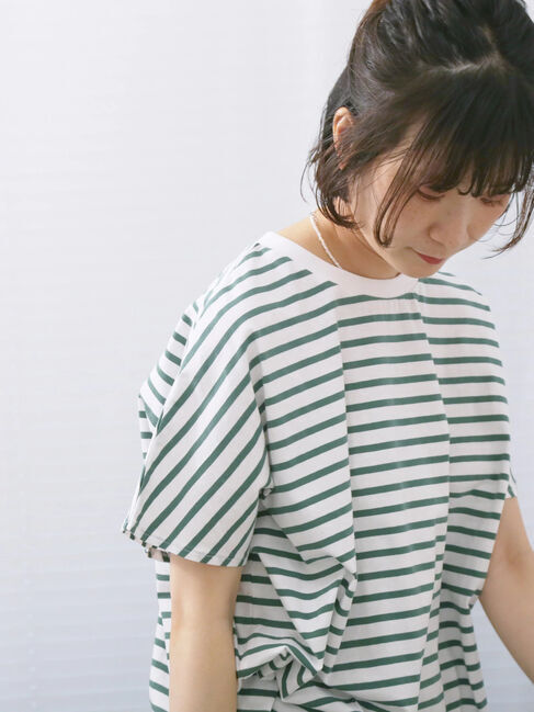 Samansa Mos2 blue「【USAコットン】アソートフレンチスリーブTシャツ」|Tシャツ・カットソー|