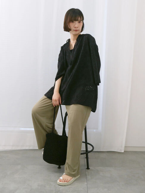 Samansa Mos2 blue「【Made in India】タッセル付ギャザーレースブラウス」|シャツ・ブラウス|