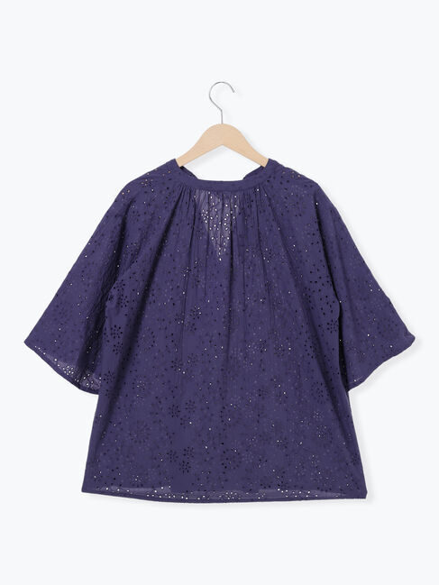 Samansa Mos2 blue「【Made in India】タッセル付ギャザーレースブラウス」|シャツ・ブラウス|