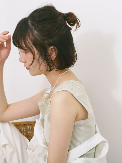 Samansa Mos2 blue「前後2way幅広レースタンク」|Tシャツ・カットソー|