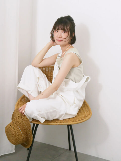 Samansa Mos2 blue「前後2way幅広レースタンク」|Tシャツ・カットソー|