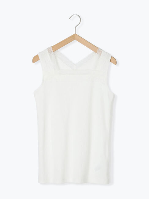 Samansa Mos2 blue「前後2way幅広レースタンク」|Tシャツ・カットソー|