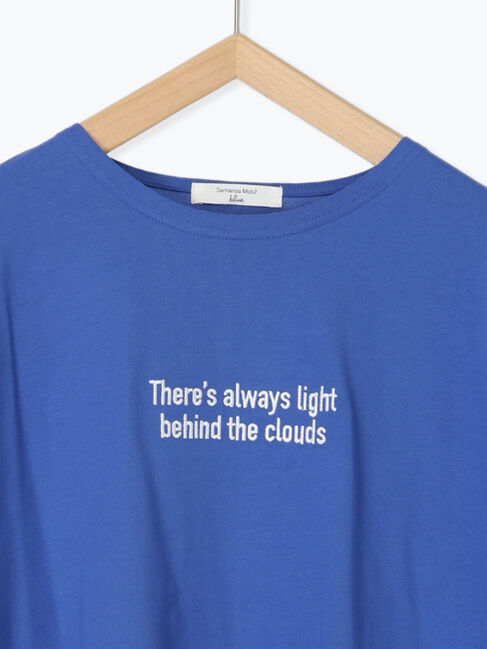 Samansa Mos2 blue「ロゴ刺繍フレンチスリーブTシャツ」|Tシャツ・カットソー|