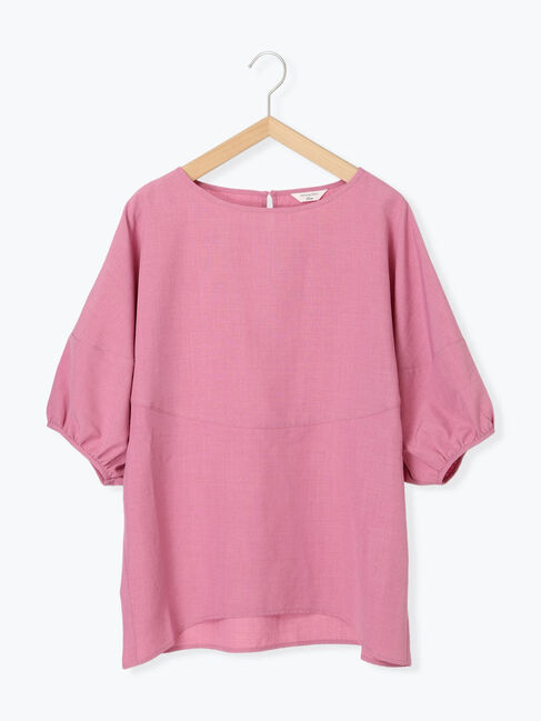 Samansa Mos2 blue「リネンタッチバルーンスリーブブラウス」|シャツ・ブラウス|