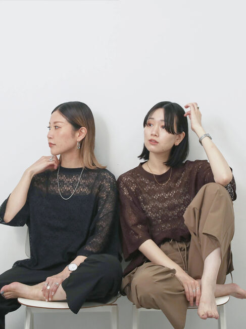 Samansa Mos2 blue「レースTシャツ」|Tシャツ・カットソー|