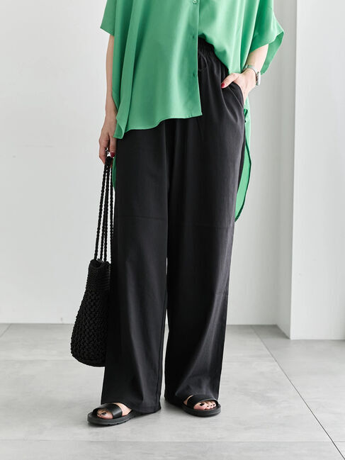 Samansa Mos2 blue「【接触冷感】ワイドイージーパンツ」|その他|