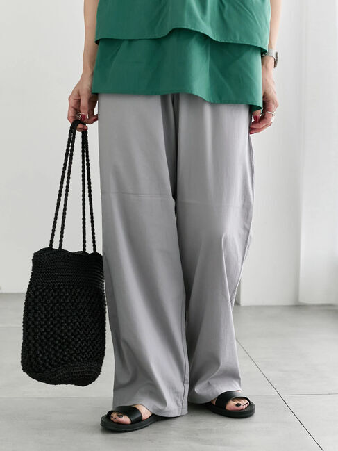 Samansa Mos2 blue「【接触冷感】ワイドイージーパンツ」|その他|