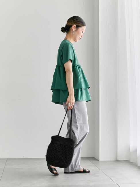 Samansa Mos2 blue「【接触冷感】ワイドイージーパンツ」|その他|