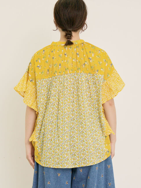 Samansa Mos2「インド柄アソート袖フリルブラウス」|シャツ・ブラウス|