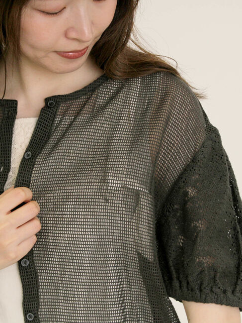 Samansa Mos2「前後2WAYメッシュレースカーディガン」|カーディガン|