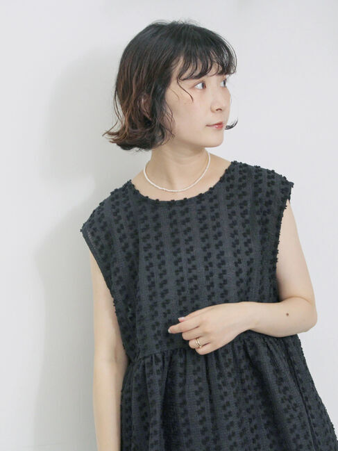 Samansa Mos2 blue「前後2wayジャカードペプラムノースリーブブラウス」|シャツ・ブラウス|