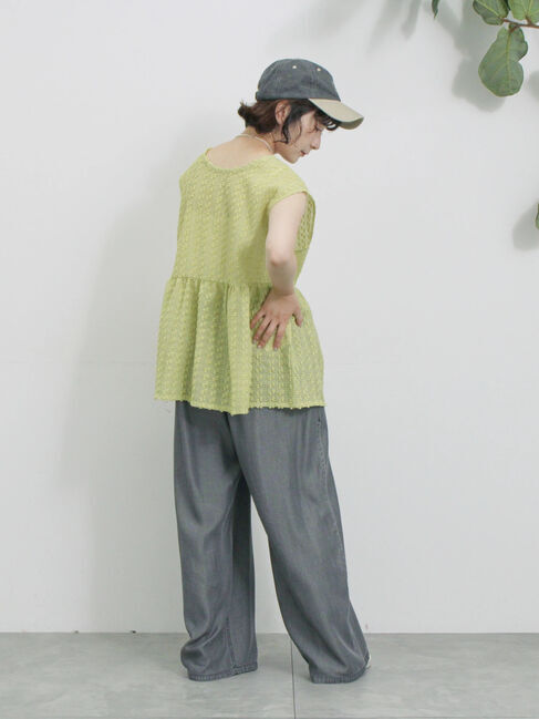 Samansa Mos2 blue「前後2wayジャカードペプラムノースリーブブラウス」|シャツ・ブラウス|