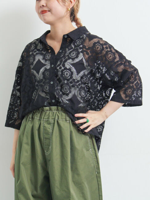 SM2「レースシャツ」|シャツ・ブラウス|ブラック