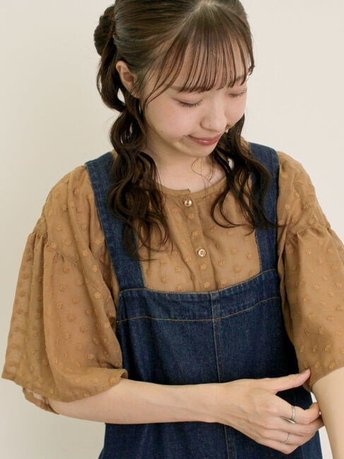 Samansa Mos2「シアー刺繍ブラウス」|シャツ・ブラウス|