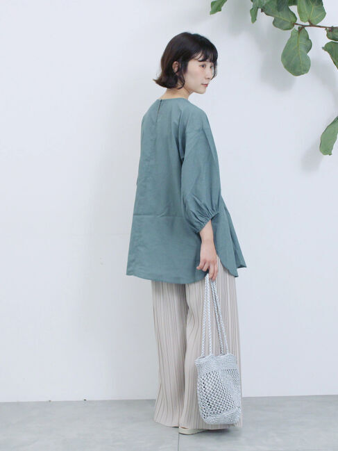 Samansa Mos2 blue「タックブラウス」|シャツ・ブラウス|