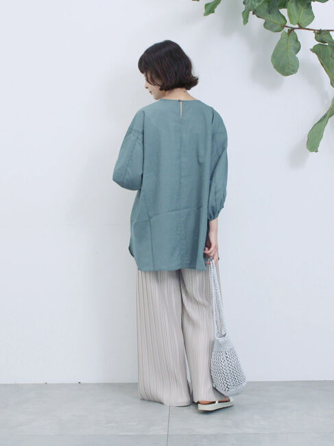 Samansa Mos2 blue「タックブラウス」|シャツ・ブラウス|