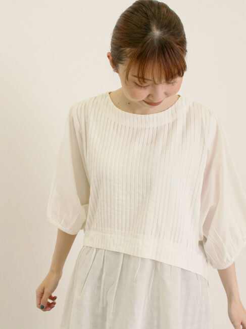 Samansa Mos2「インドピンタックブラウス」|シャツ・ブラウス|オフホワイト