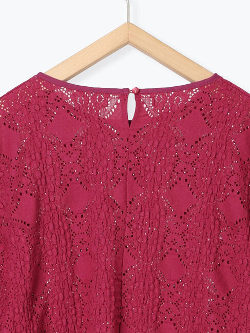 Samansa Mos2 blue「花ジャガード7分袖プルオーバー」|Tシャツ・カットソー|