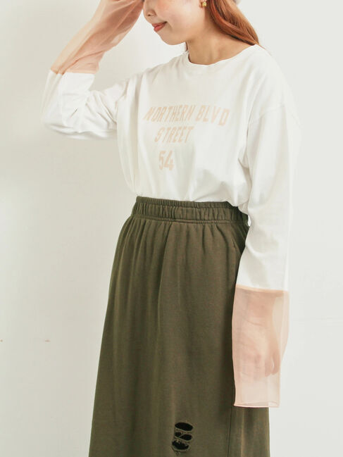 SM2「袖口シアー切替ロゴプリントカットソー」|Tシャツ・カットソー|オフホワイト