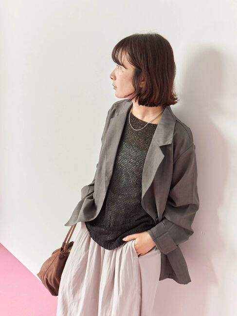 Samansa Mos2 blue「テーラードシャツジャケット」|シャツ・ブラウス|