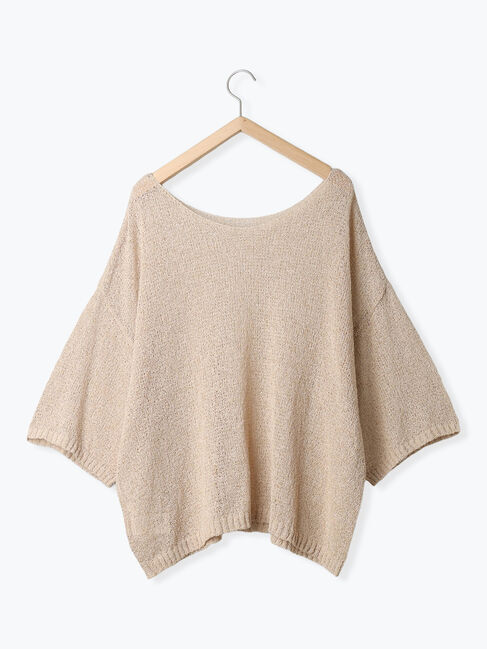 Samansa Mos2 blue「◎7分袖シアーニット」|ニット・セーター|