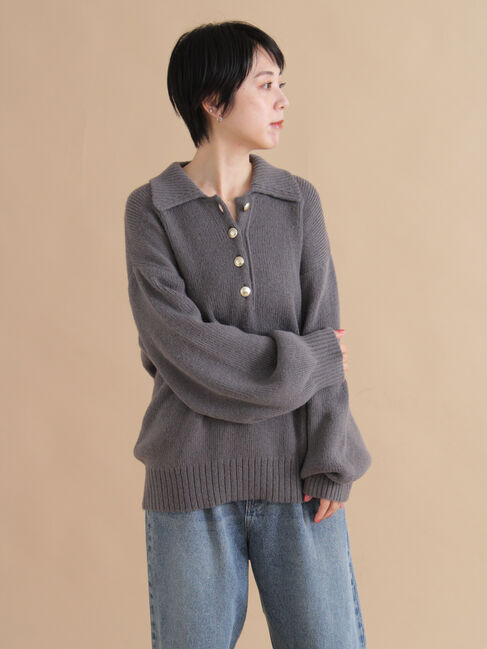 sm2rhythm「モヘヤライク衿付ニットプルオーバー」|ニット・セーター|