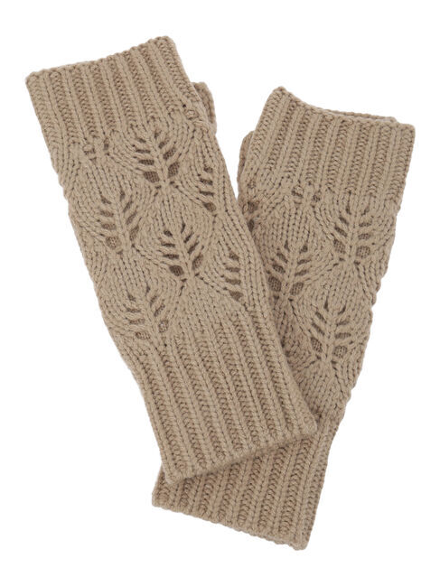 Samansa Mos2「葉っぱ柄透かし編みアームウォーマー」|手袋|