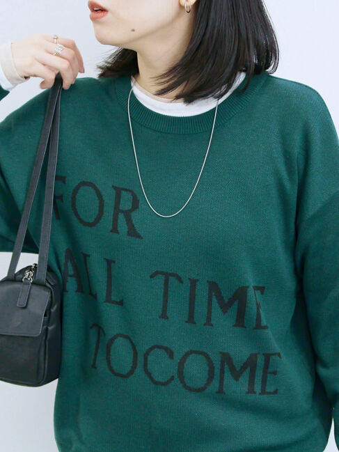 Samansa Mos2 blue「アソートロゴジャガードニットプルオーバー」|ニット・セーター|