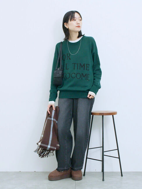 Samansa Mos2 blue「アソートロゴジャガードニットプルオーバー」|ニット・セーター|