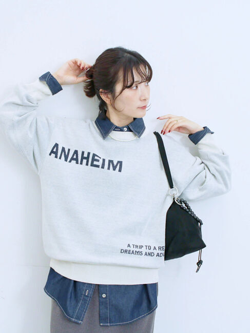 Samansa Mos2 blue「アソートロゴジャガードニットプルオーバー」|ニット・セーター|