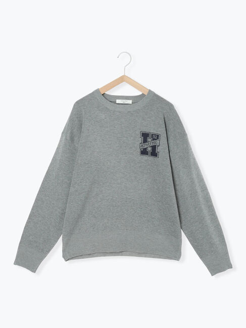 Samansa Mos2 blue「アソートロゴジャガードニットプルオーバー」|ニット・セーター|