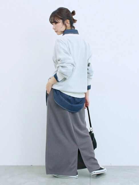 Samansa Mos2 blue「アソートロゴジャガードニットプルオーバー」|ニット・セーター|