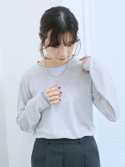 Samansa Mos2 blue「レイヤード風ロンT」|Tシャツ・カットソー|