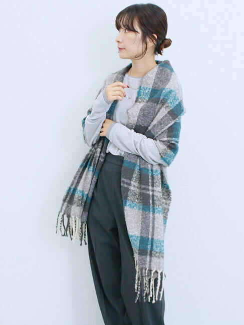 Samansa Mos2 blue「レイヤード風ロンT」|Tシャツ・カットソー|