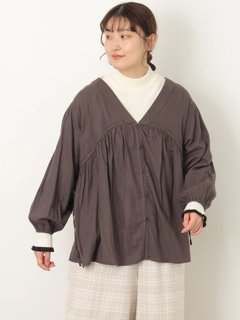 Samansa Mos2「前後2WAYドロストチュニック」|シャツ・ブラウス|チャコールグレー