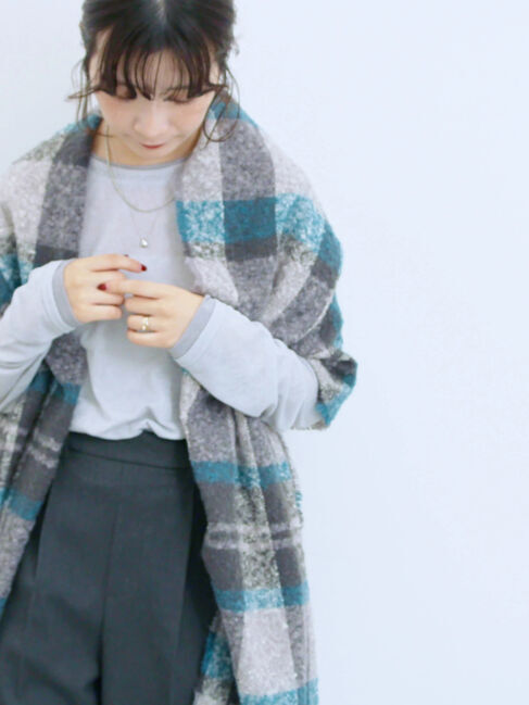 Samansa Mos2 blue「ブークレチェックマフラー」|その他|