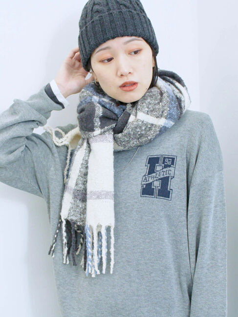 Samansa Mos2 blue「ブークレチェックマフラー」|その他|