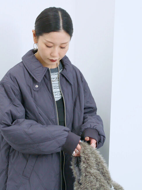 Samansa Mos2 blue「バルーンキルトジャケット」|その他|