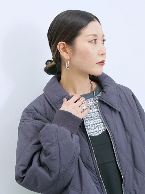 Samansa Mos2 blue「バルーンキルトジャケット」|その他|