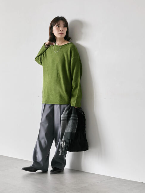 Samansa Mos2 blue「◎スクエア編みニット」|ニット・セーター|