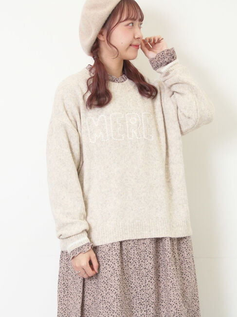 Samansa Mos2「ロゴ刺繍プルオーバーニット」|ニット・セーター|