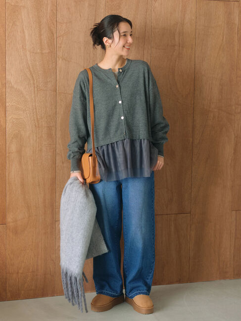 Samansa Mos2 blue「ボリュームフリンジマフラー」|その他|