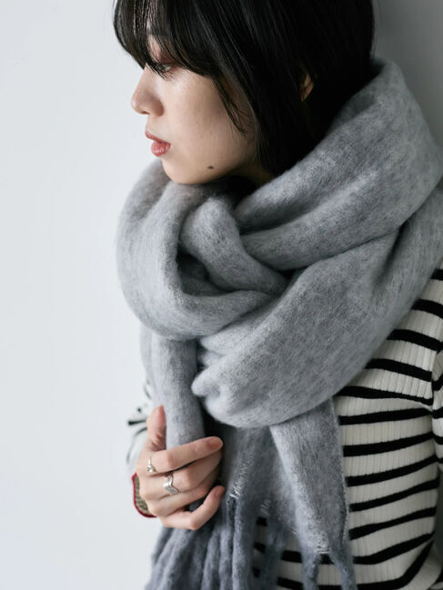 Samansa Mos2 blue「ボリュームフリンジマフラー」|その他|